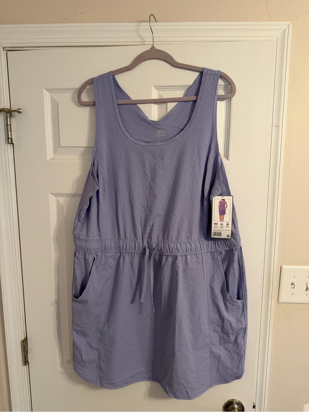 RBX Lilac Sleeveless Drawstring Midi Dress with Pockets